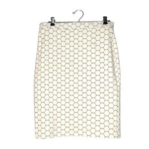 Leota Tabitha Luxe polka dot geometric pencil skirt ivory women's M stretch